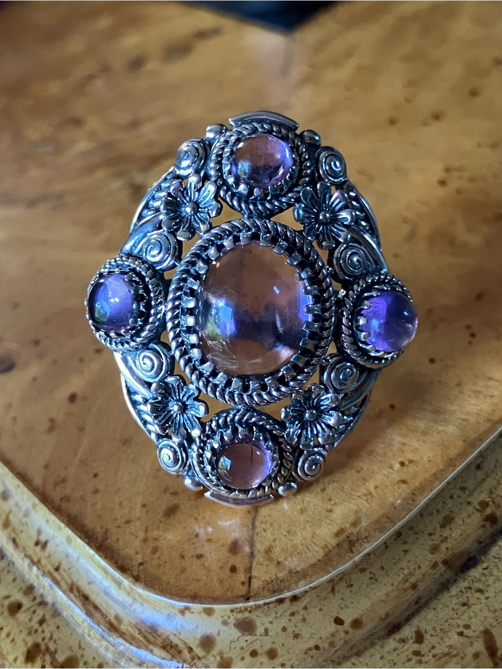 Rose De France Amethyst Cocktail Ring Size 6
